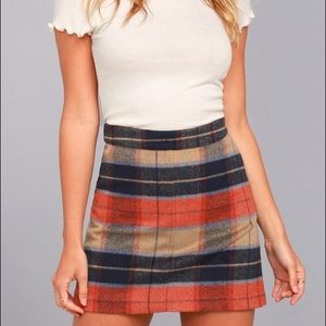 Lulu’s Mad for Plaid Beige Miniskirt NWT
